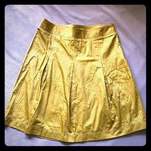 Gold & Brown Polka Dot Pleated A-line Skirt